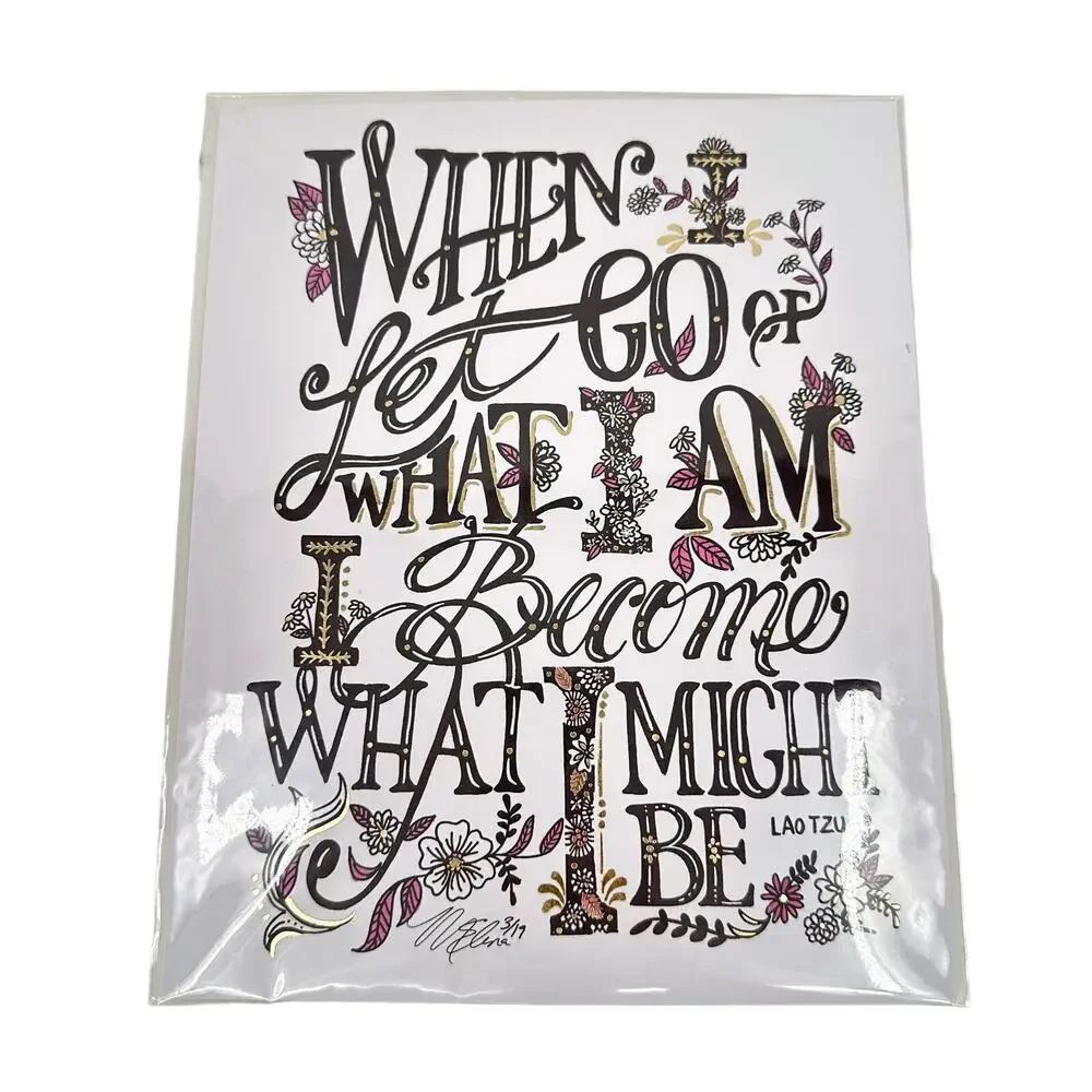 Margot Elena Diptych and Greeting Card When I Let Go of What I Am - Lao Tzu